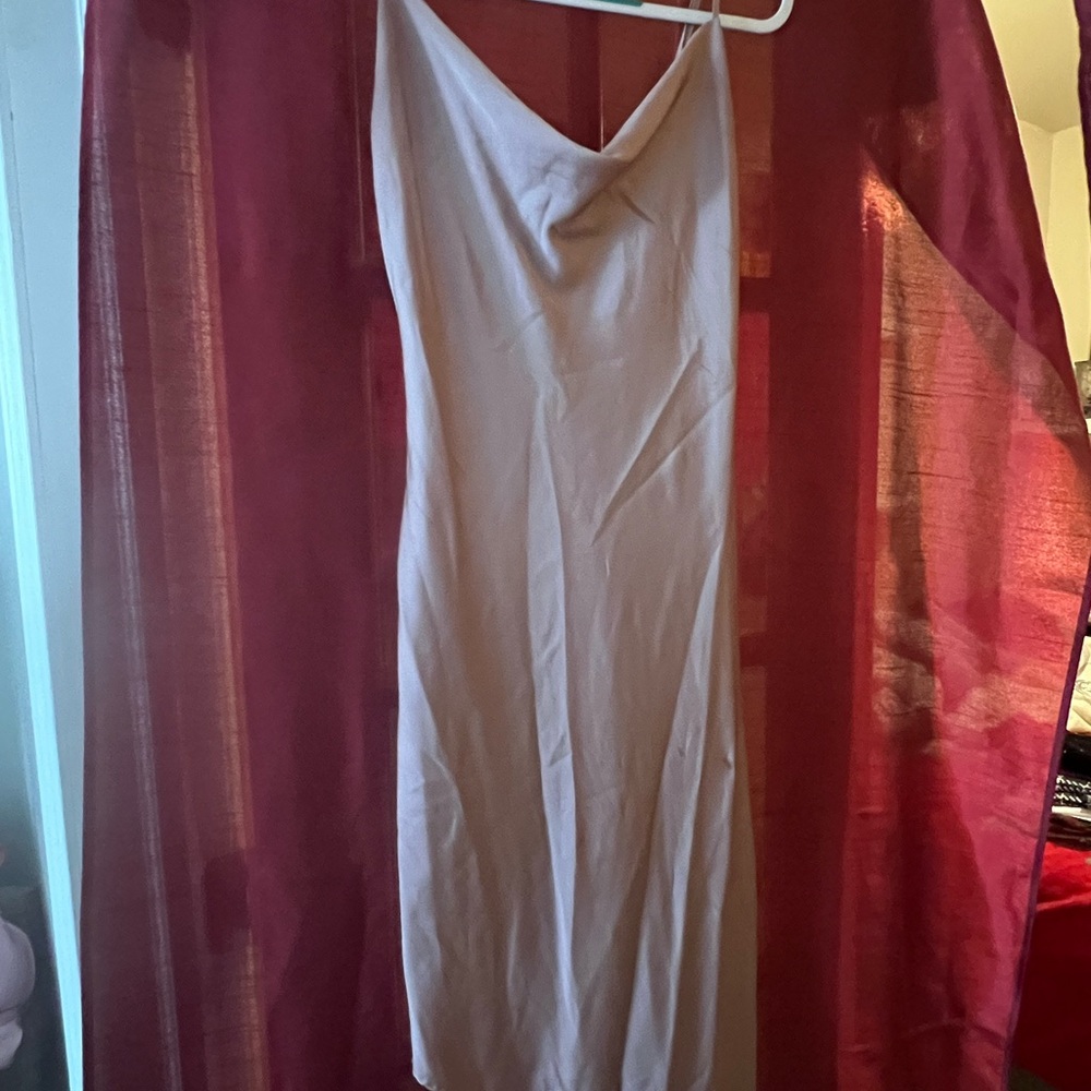 Forever 21 Dusty Pink Satin Cowl Neck Slip